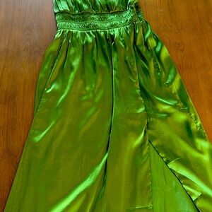 Smocked bodice satin maxi dress wore once